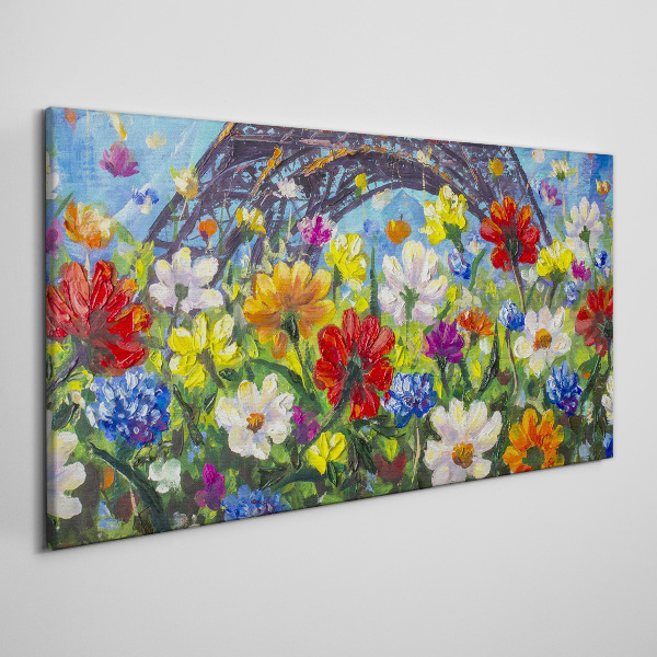 Obraz Canvas Kwiatowy pejzaż z Wieżą Eiffla
