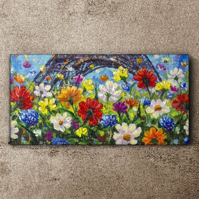 Obraz Canvas Kwiatowy pejzaż z Wieżą Eiffla