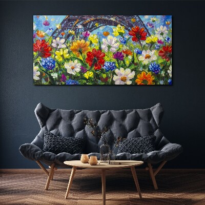 Obraz Canvas Kwiatowy pejzaż z Wieżą Eiffla