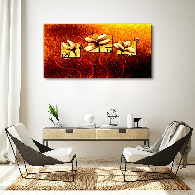Obraz Canvas Kwiaty na tle ognia