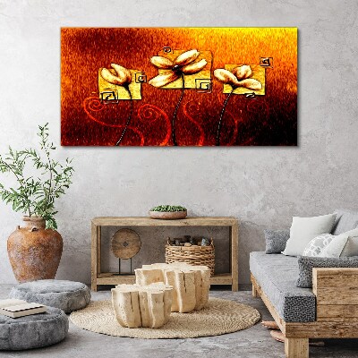 Obraz Canvas Kwiaty na tle ognia