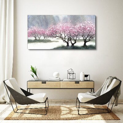 Obraz Canvas Kwitnące drzewa w wiosennej mgiełce