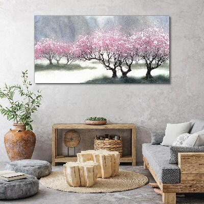 Obraz Canvas Kwitnące drzewa w wiosennej mgiełce