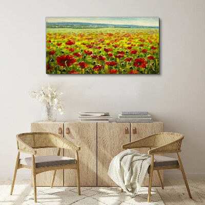 Obraz na Płótnie malarstwo kwiaty łąka maki