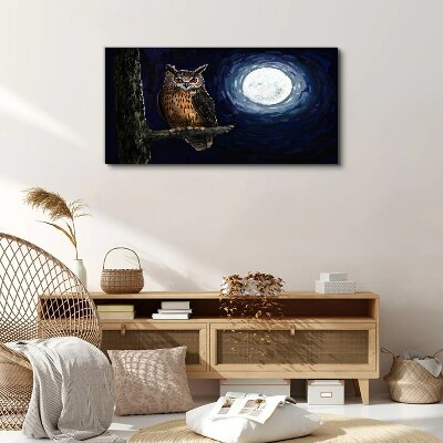 Obraz na Płótnie drzewo gałąź sowa noc księżyc