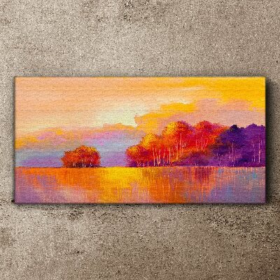 Obraz Canvas Kolorowy zachód słońca nad łąką