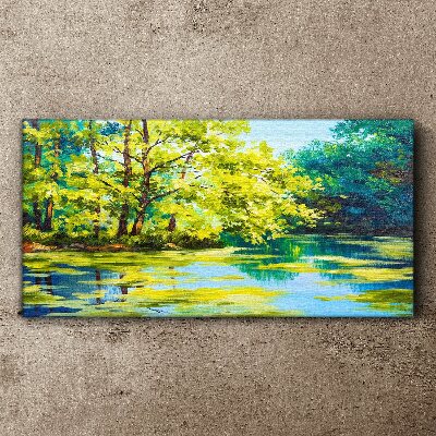 Obraz Canvas jezioro rzeka drzewa trawa