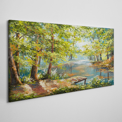 Obraz na Płótnie malarstwo las rzeka przyroda