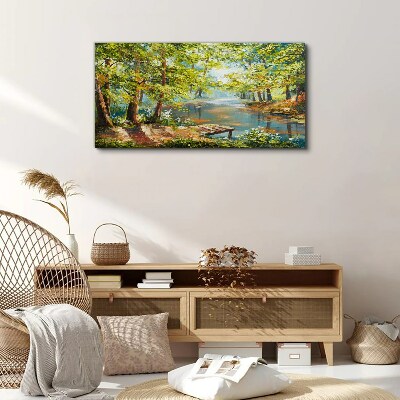 Obraz na Płótnie malarstwo las rzeka przyroda