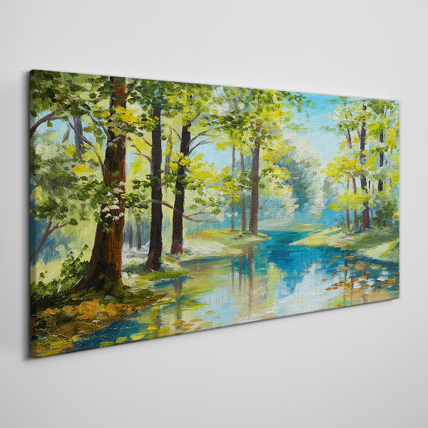 Obraz Canvas Spokojny krajobraz leśny nad wodą