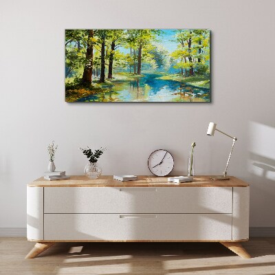 Obraz Canvas Spokojny krajobraz leśny nad wodą