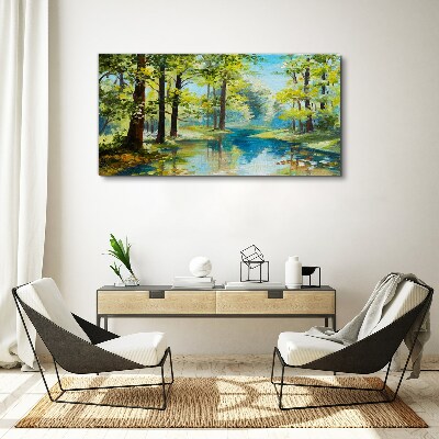 Obraz Canvas Spokojny krajobraz leśny nad wodą