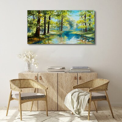 Obraz Canvas Spokojny krajobraz leśny nad wodą