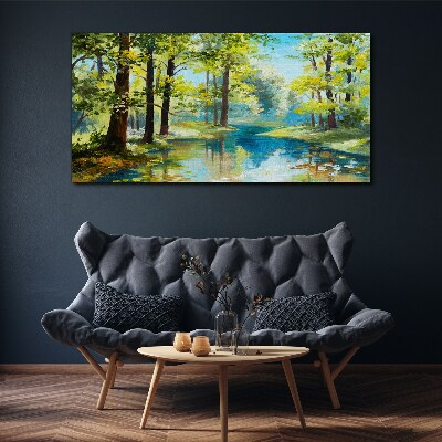 Obraz Canvas Spokojny krajobraz leśny nad wodą