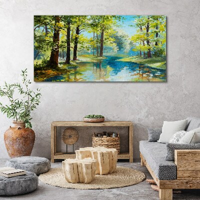 Obraz Canvas malarstwo las rzeka przyroda