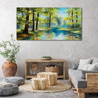 Obraz Canvas Spokojny krajobraz leśny nad wodą