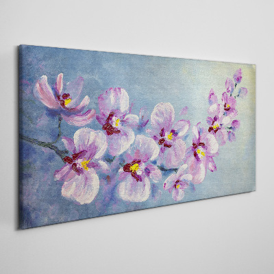 Obraz Canvas Kwiatowe orchidee na niebieskim tle