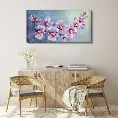 Obraz Canvas Kwiatowe orchidee na niebieskim tle