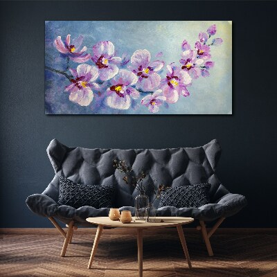 Obraz Canvas Kwiatowe orchidee na niebieskim tle
