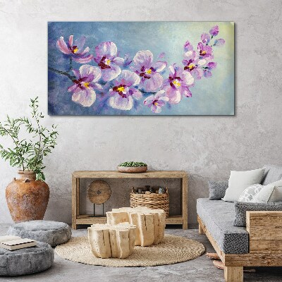 Obraz Canvas Kwiatowe orchidee na niebieskim tle