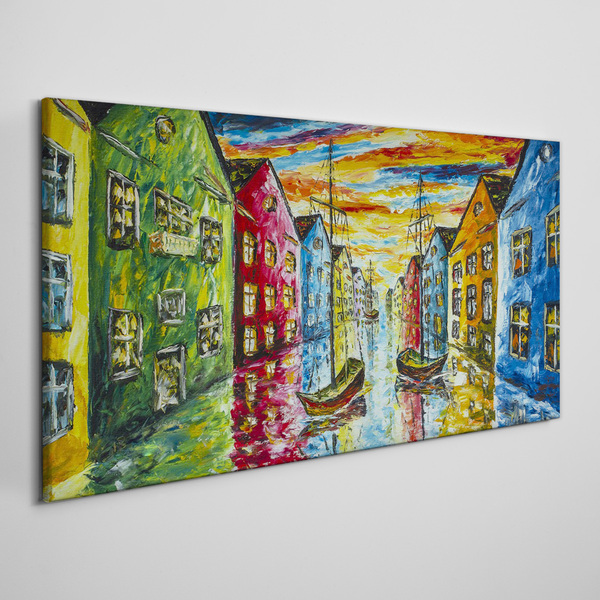 Obraz Canvas Kolorowe kamienice nad rzeką