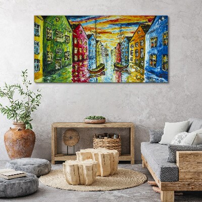 Obraz Canvas Kolorowe kamienice nad rzeką