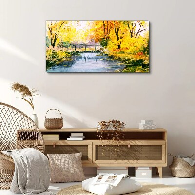 Obraz na Płótnie las rzeka most przyroda