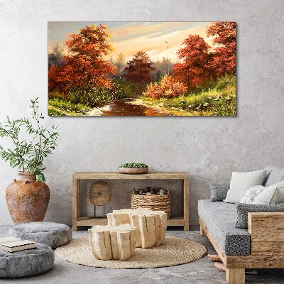 Obraz Canvas las rzeka przyroda