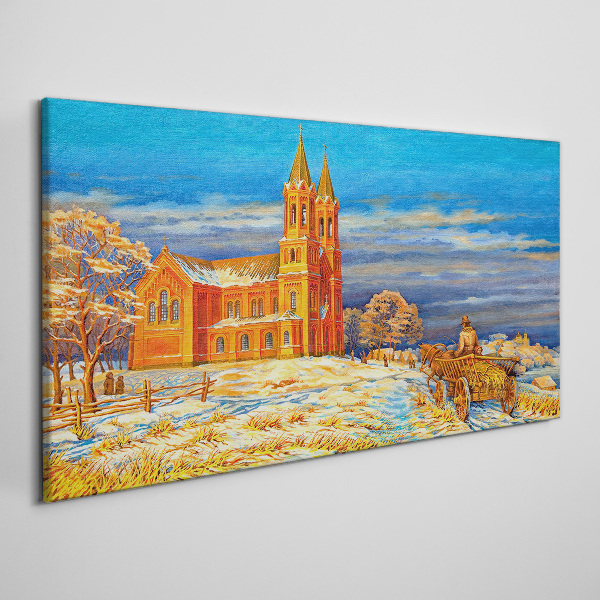 Obraz Canvas Zimowy pejzaż z kościołem