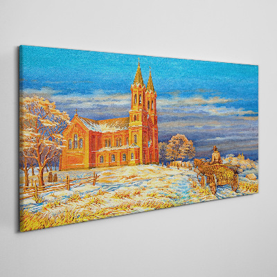 Obraz Canvas Zimowy pejzaż z kościołem