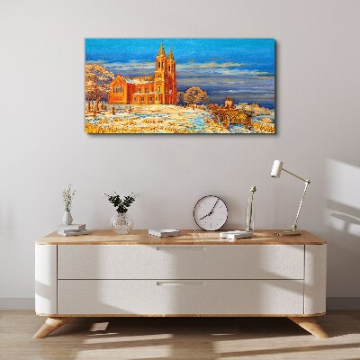 Obraz Canvas Zimowy pejzaż z kościołem