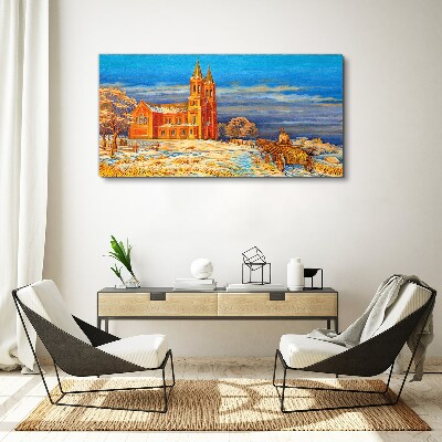 Obraz Canvas Zimowy pejzaż z kościołem