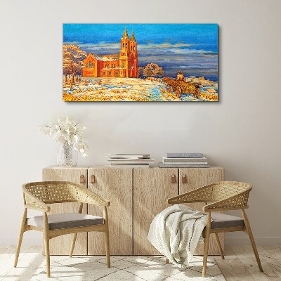 Obraz Canvas Zimowy pejzaż z kościołem