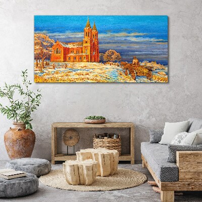 Obraz Canvas Zimowy pejzaż z kościołem