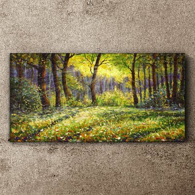 Obraz Canvas Złote światło w leśnym gaju