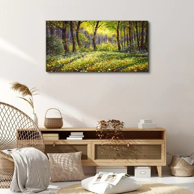 Obraz Canvas Złote światło w leśnym gaju