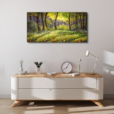 Obraz Canvas Złote światło w leśnym gaju