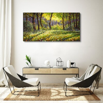 Obraz Canvas Złote światło w leśnym gaju