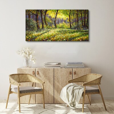 Obraz Canvas Złote światło w leśnym gaju