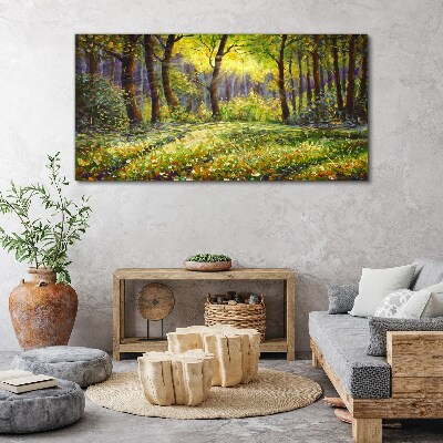 Obraz Canvas Złote światło w leśnym gaju