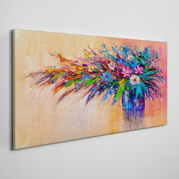 Obraz Canvas Kolorowe Kwiaty w Wazonie