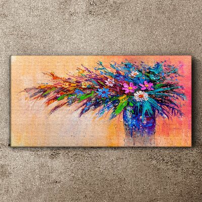 Obraz Canvas Kolorowe Kwiaty w Wazonie