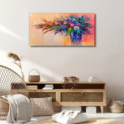 Obraz Canvas Kolorowe Kwiaty w Wazonie