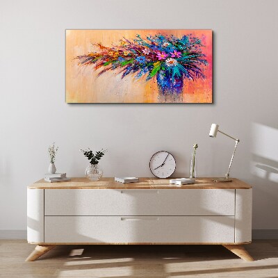 Obraz Canvas Kolorowe Kwiaty w Wazonie