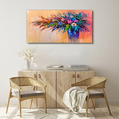 Obraz Canvas Kolorowe Kwiaty w Wazonie