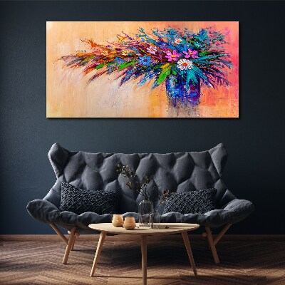 Obraz Canvas Kolorowe Kwiaty w Wazonie