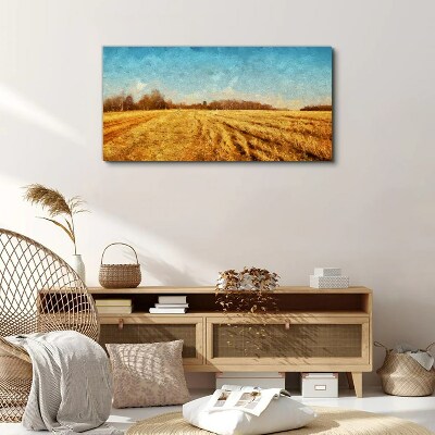 Obraz Canvas wieś pole las niebo