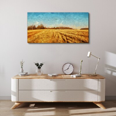 Obraz Canvas Złote pola pod niebieskim niebem