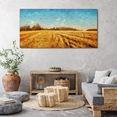 Obraz Canvas wieś pole las niebo