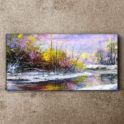 Obraz Canvas zima drzewa rzeka przyroda